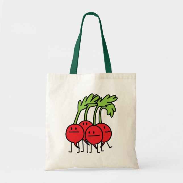 Bolsa Tote Radish Happy Bunch - Rabanetes sendo feliz! (Frente)