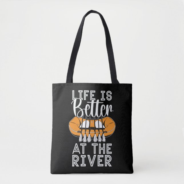 Bolsa Tote Rafando A Vida É Melhor Que Kayak Paddle Canoagem (Frente)
