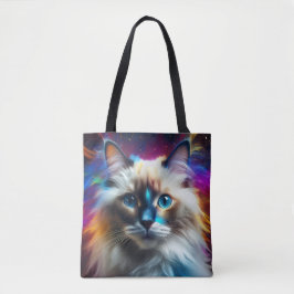 Bolsa Tote Ragdoll Raça De Fundo De Explosão De Cores De Gato