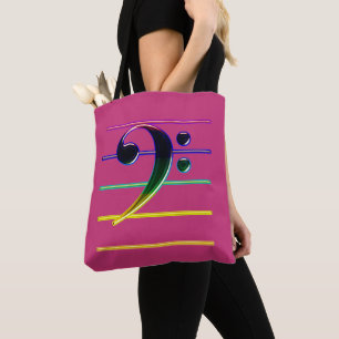 Bolsa Tote Rainbow Bass Clef a rosa