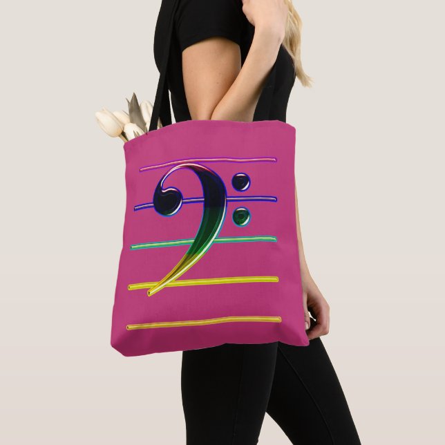 Bolsa Tote Rainbow Bass Clef a rosa (Close Up)