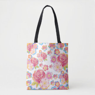 Bolsa Tote Rainbow Bloom Garden Vibrant Fantasia Floral