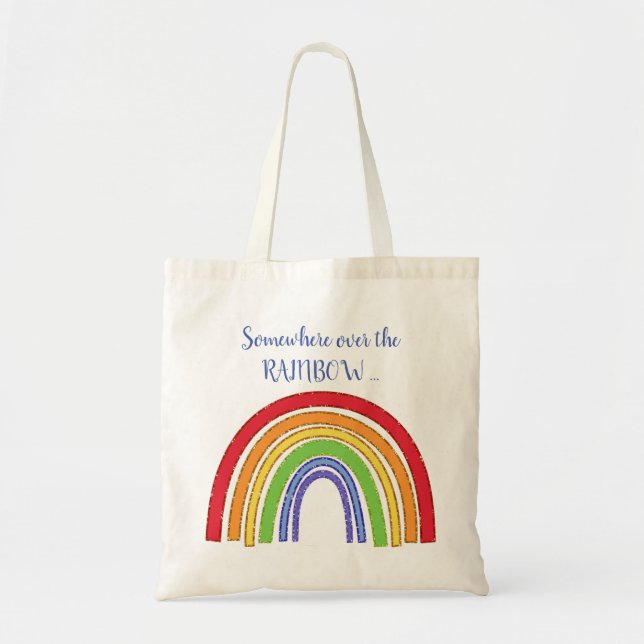 Bolsa Tote RAINBOW com borda falsa da falha (Frente)