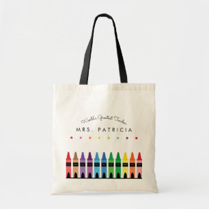 Bolsa Tote Rainbow Crayons Professor de jardim de infância -
