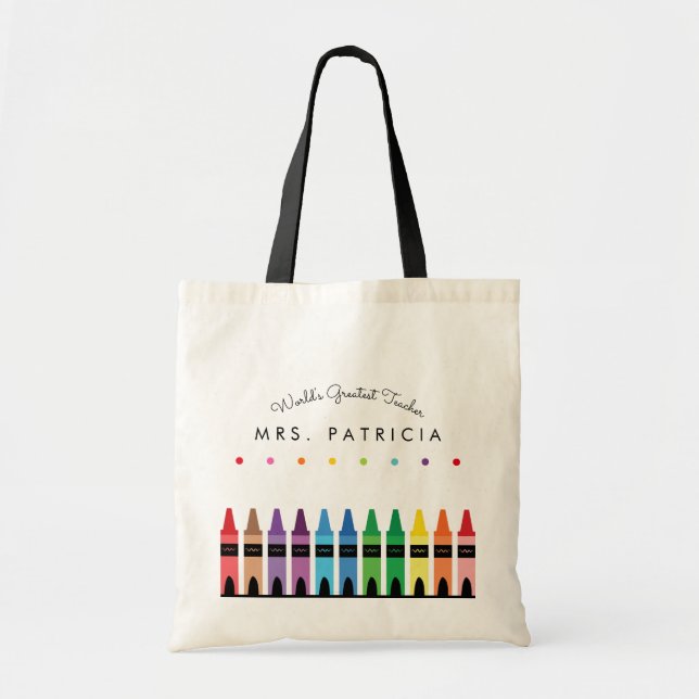 Bolsa Tote Rainbow Crayons Professor de jardim de infância -  (Frente)