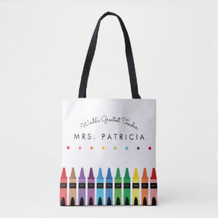 Bolsa Tote Rainbow Crayons Professor de jardim de infância -