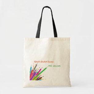Bolsa Tote Rainbow Crayons Professor de jardim de infância D