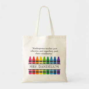 Bolsa Tote Rainbow Crayons Professor de jardim de infância Do
