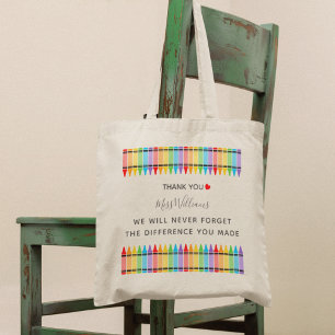 Bolsa Tote Rainbow Crayons Professora Apreciação Tote Bag