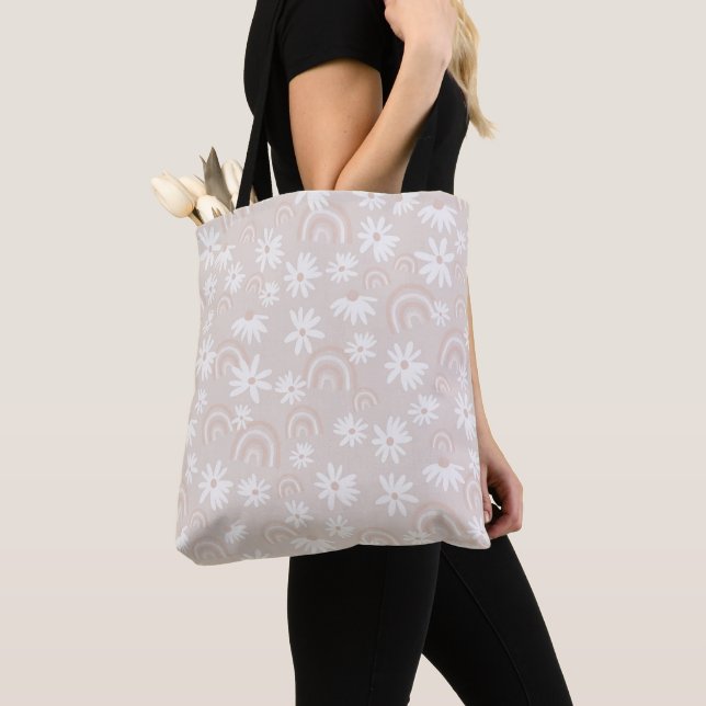 Bolsa Tote Rainbow Daisy Dream #3 #dreamy #wall #art (Close Up)