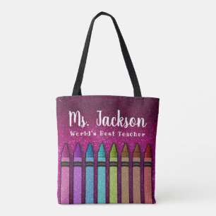 Bolsa Tote Rainbow Glitter Professores Sala de Aula de Volta