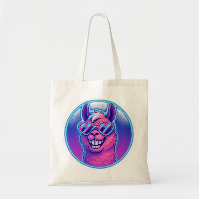 Bolsa Tote Rainbow Lama com tons de orgulho cardíaco (Frente)