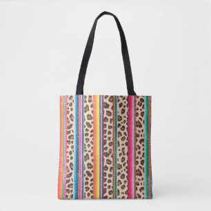Bolsa Tote Rainbow Leopard Imprime o padrão feminino moderno
