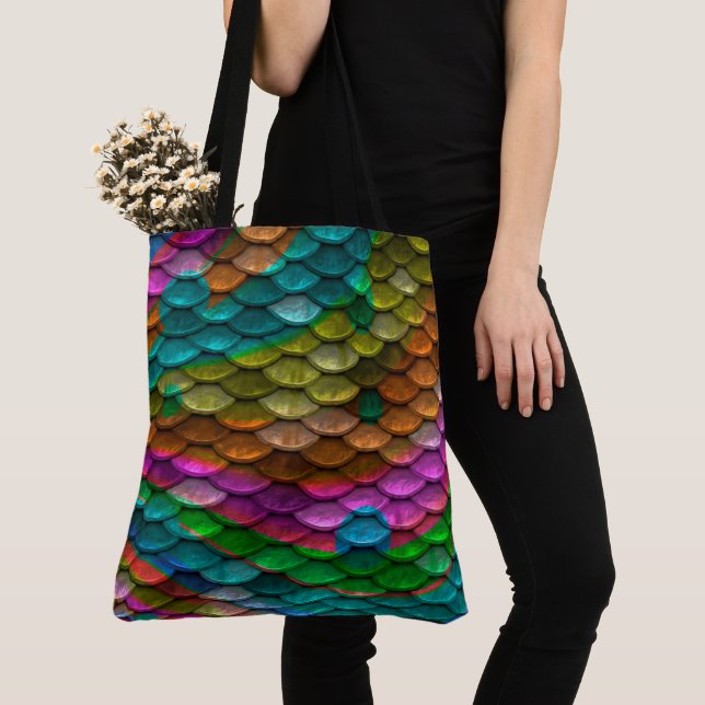 Bolsa Tote Rainbow Mermaid Scales (Close Up)