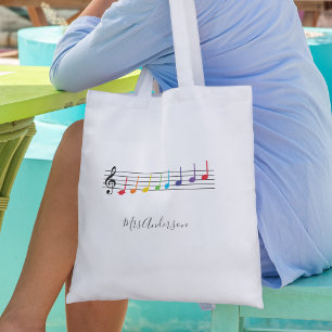 Bolsa Tote Rainbow Music Notes - Professor de Música