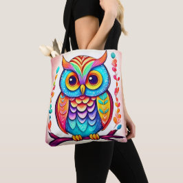 Bolsa Tote Rainbow Owl Perch Art