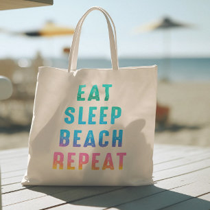Bolsa Tote Rainbow Pride Eat Sleep Beach Repete