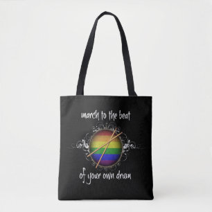 Bolsa Tote Rainbow Snare Drumstick Pride March to Beat Music