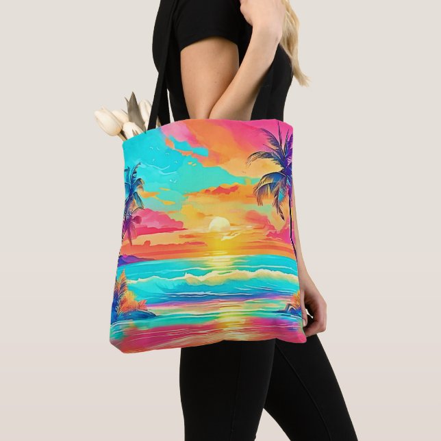 Bolsa Tote Rainbow Sunset Beach (Close Up)