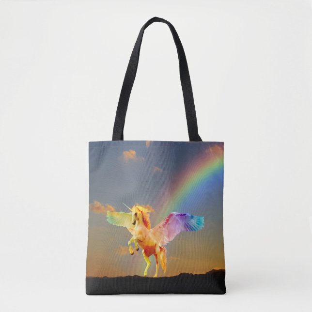 Bolsa Tote Rainbow unicorn pegasus (Frente)