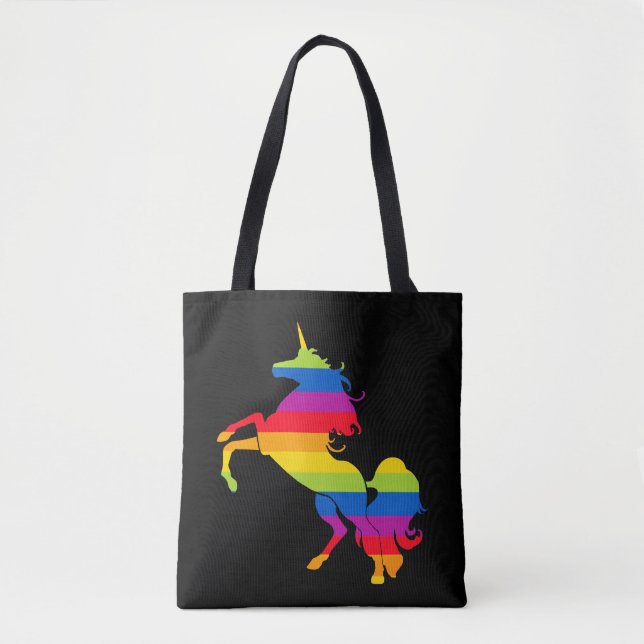 Bolsa Tote Rainbow Unicorn Stripes Coloridas (Frente)