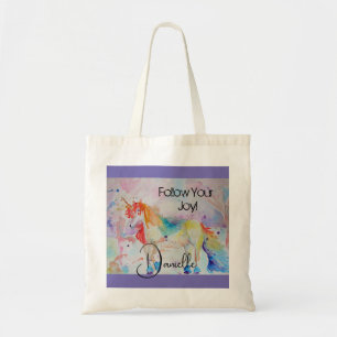 Bolsa Tote Rainbow Unicorn Watercolor Roxo Kids