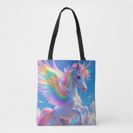 Bolsa Tote Rainbow Winged Prancing Unicorn