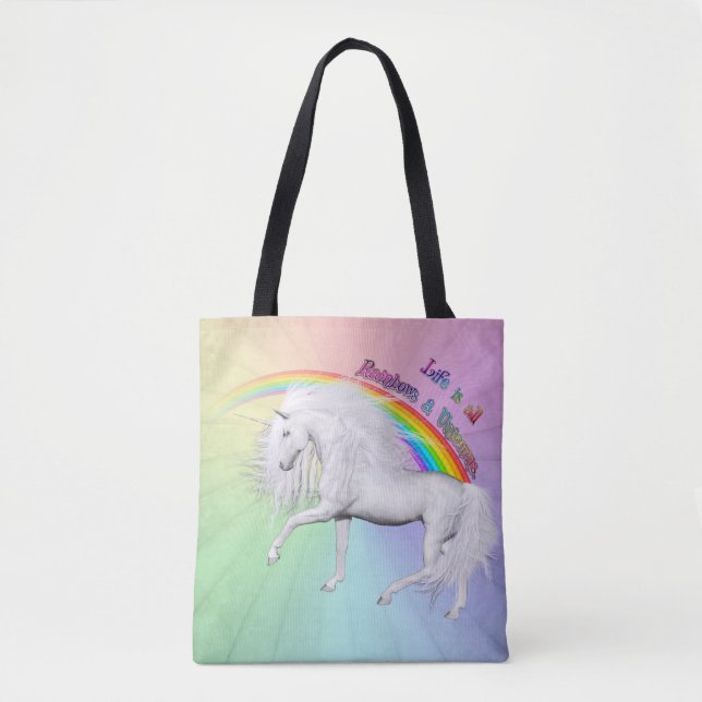 Bolsa Tote Rainbows e Unicórnios (Frente)