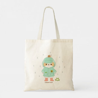 Bolsa Tote Rainey Day Mochi in a Raincoat and Sapo, Snail