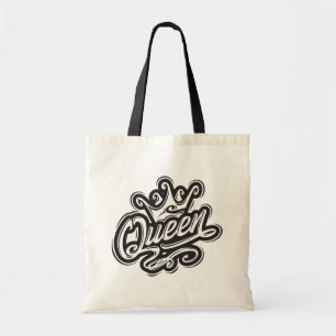 Bolsa Tote Rainha com coroa, Design de tipografia