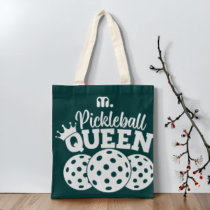 Bolsa Tote Rainha do Batebol do Monograma Personalizado Verde