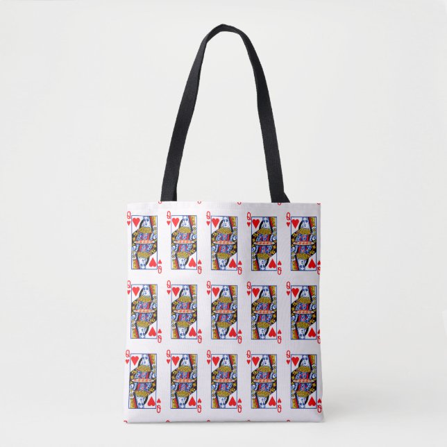 Bolsa Tote Rainha dos corações jogando cartas (Frente)