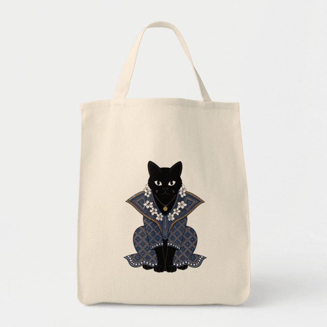 Bolsa Tote Rainha Gata de Batik Azul (Frente)