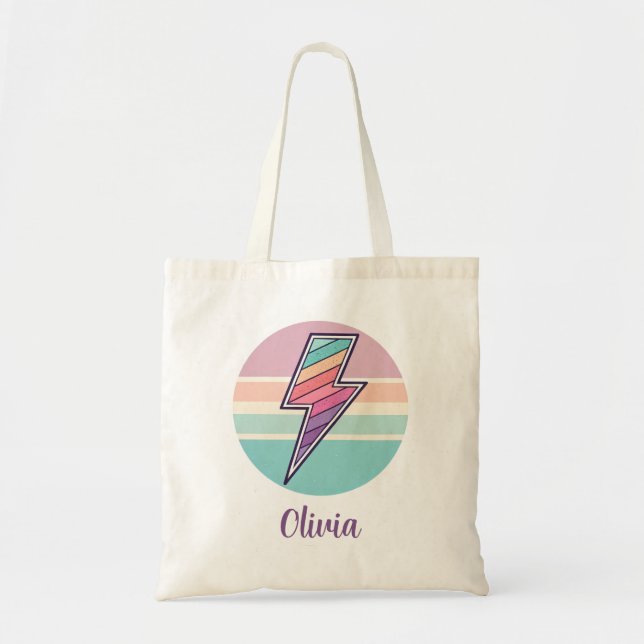 Bolsa Tote Raio Relâmpago Listrado Retrô (Frente)