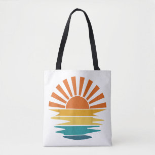 Bolsa Tote Raios de pôr do sol retrô Ondulados Vintage Retro