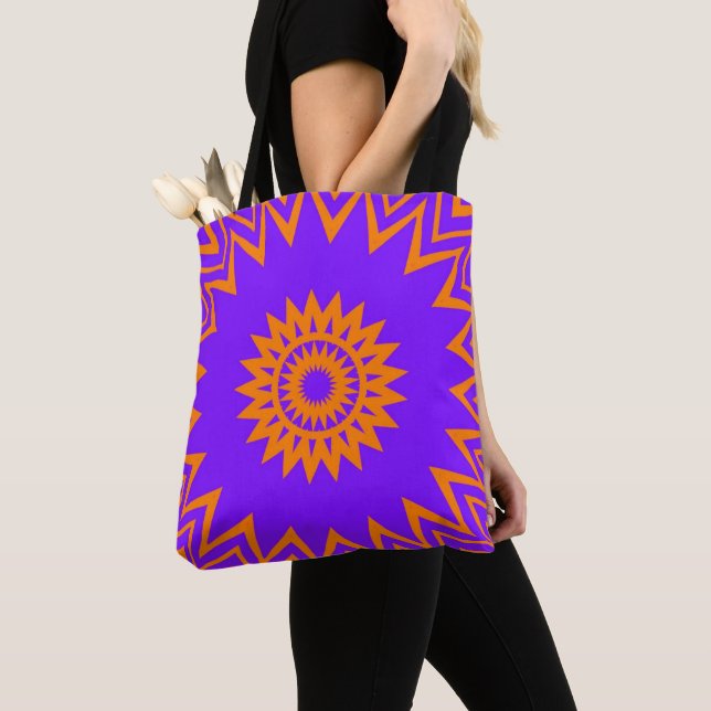 Bolsa Tote Raios de Sol Púrpura e Laranja (Close Up)
