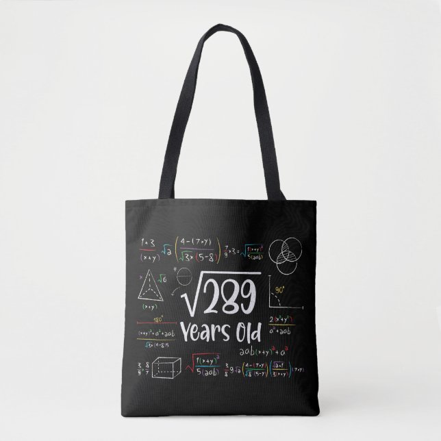 Bolsa Tote Raiz Quadrada de 289 17º Aniversário 17 Anos (Frente)