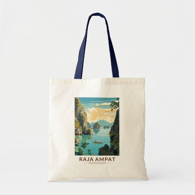 Bolsa Tote Raja Ampat Indonesia Viagem Art Vintage (Frente)