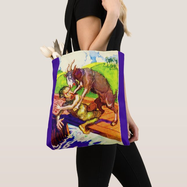 Bolsa Tote ralé de cabra e impressão troll (Close Up)