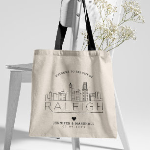 Bolsa Tote Raleigh que Wedding a skyline estilizado de  