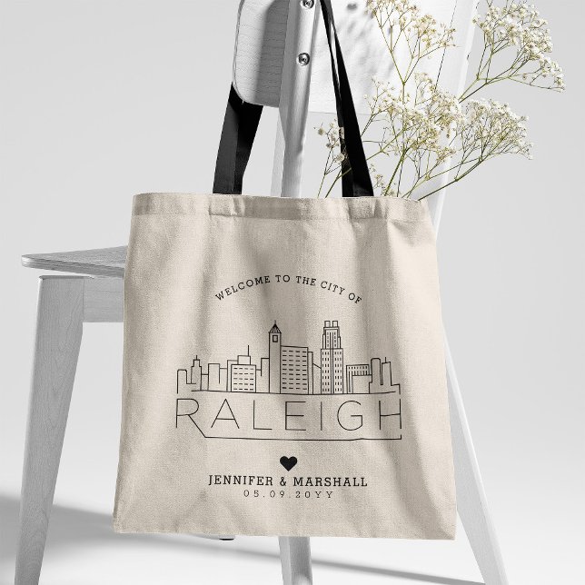 Bolsa Tote Raleigh Wedding | Linha Skyline Estilizada (Criador carregado)