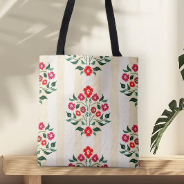 Bolsa Tote Ramalhete Astors Padrão Floral Vermelho Sem Costur