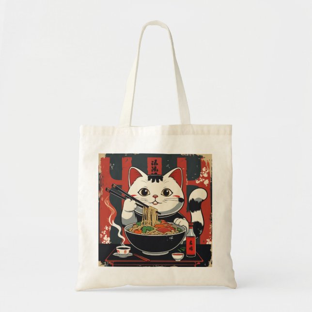 Bolsa Tote Ramen Cat Delight Tote Bag - Puramente Noodle (Frente)