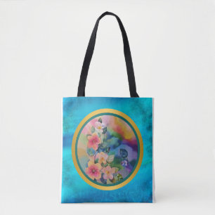 Bolsa Tote Ramificação de Primavera de Aquarela Colorida com