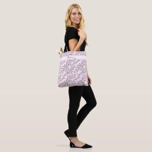 Bolsa Tote Ramo de flor de cerejeira, design feminino rosa
