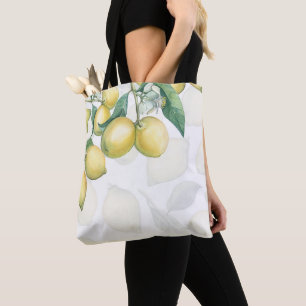 Bolsa Tote Ramos de Limão Branco & Amarelo Rústico Chic Count