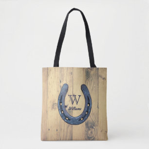 Bolsa Tote Rancho de Ferradura Rústica e Placas de Madeira d