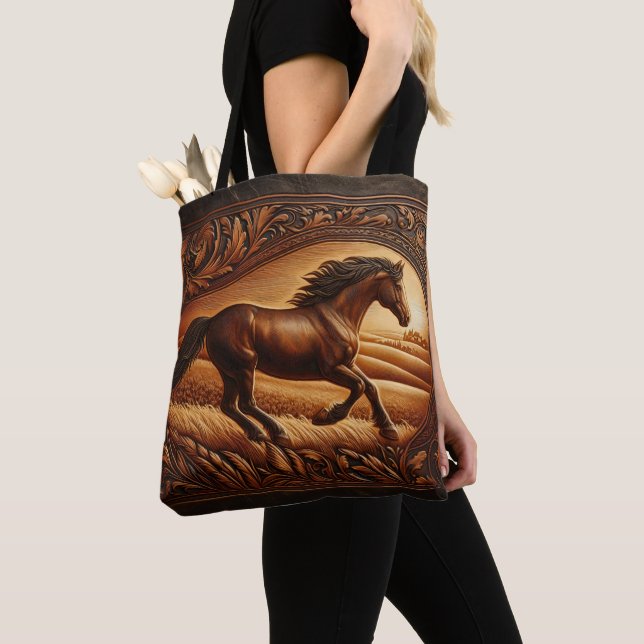 Bolsa Tote Ranhura de Cavalo de Couro Sunset (Close Up)