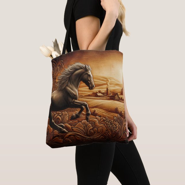 Bolsa Tote Ranhura de Cavalo de Couro Sunset (Close Up)
