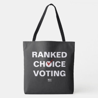 Bolsa Tote Ranked Choice Voting com marca de seleção em preto